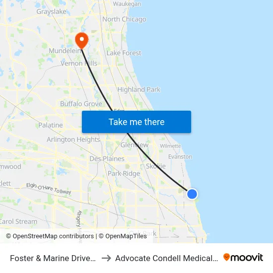 Foster & Marine Drive (East) to Advocate Condell Medical Center map