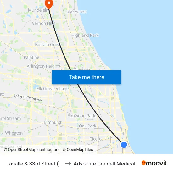 Lasalle & 33rd Street (North) to Advocate Condell Medical Center map