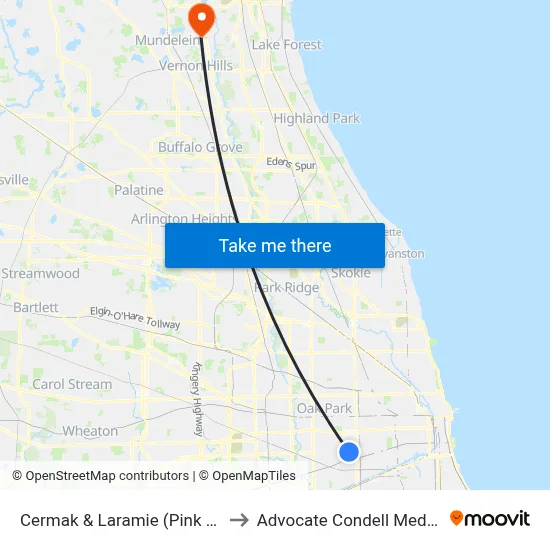 Cermak & Laramie (Pink Line) (East) to Advocate Condell Medical Center map