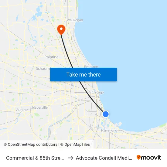Commercial & 85th Street (South) to Advocate Condell Medical Center map