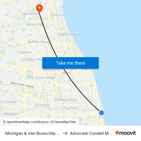Michigan & Van Buren/Ida B. Wells (South) to Advocate Condell Medical Center map