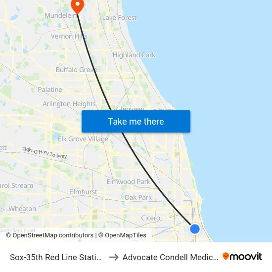 Sox-35th Red Line Station (West) to Advocate Condell Medical Center map