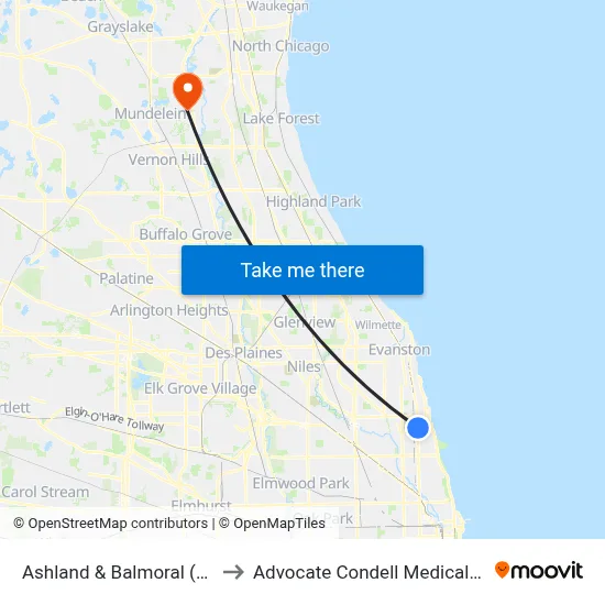 Ashland & Balmoral (North) to Advocate Condell Medical Center map