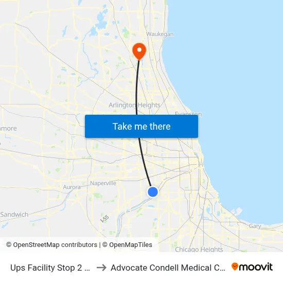 Ups Facility Stop 2 (Ne) to Advocate Condell Medical Center map