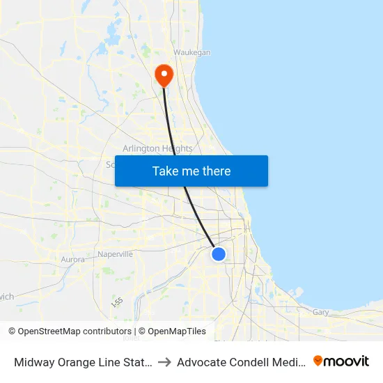 Midway Orange Line Station (West) to Advocate Condell Medical Center map