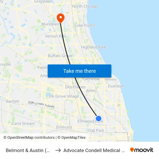 Belmont & Austin (West) to Advocate Condell Medical Center map