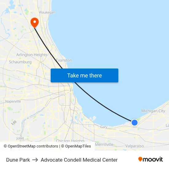 Dune Park to Advocate Condell Medical Center map