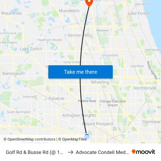 Golf Rd & Busse Rd (@ 1731 Golf Rd) to Advocate Condell Medical Center map