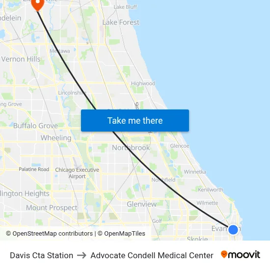 Davis Cta Station to Advocate Condell Medical Center map