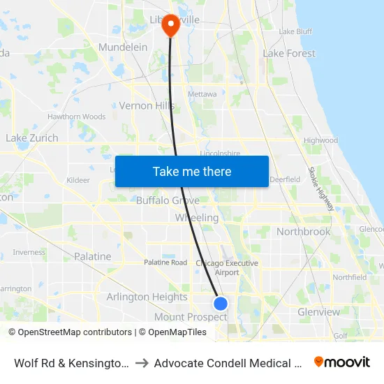 Wolf Rd & Kensington Rd to Advocate Condell Medical Center map