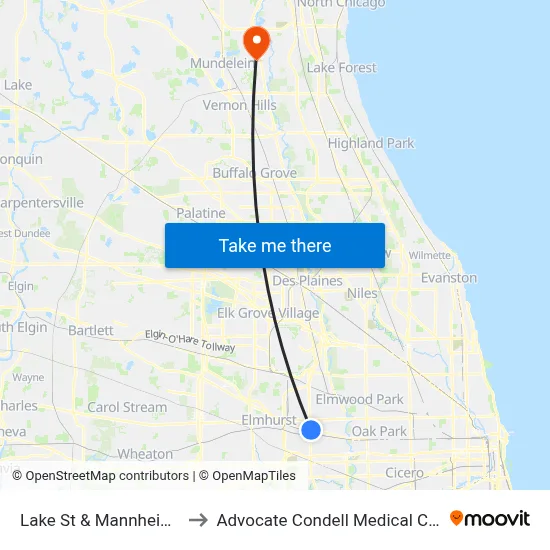 Lake St & Mannheim Rd to Advocate Condell Medical Center map