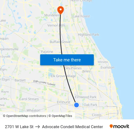 2701 W Lake St to Advocate Condell Medical Center map