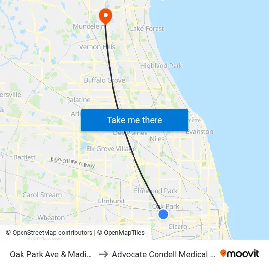 Oak Park Ave & Madison St to Advocate Condell Medical Center map