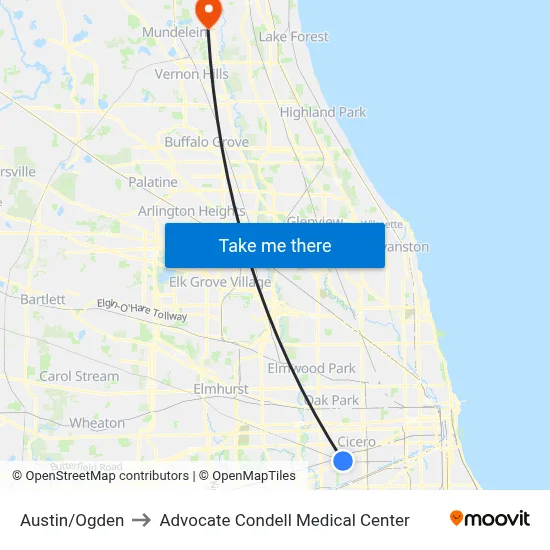 Austin/Ogden to Advocate Condell Medical Center map