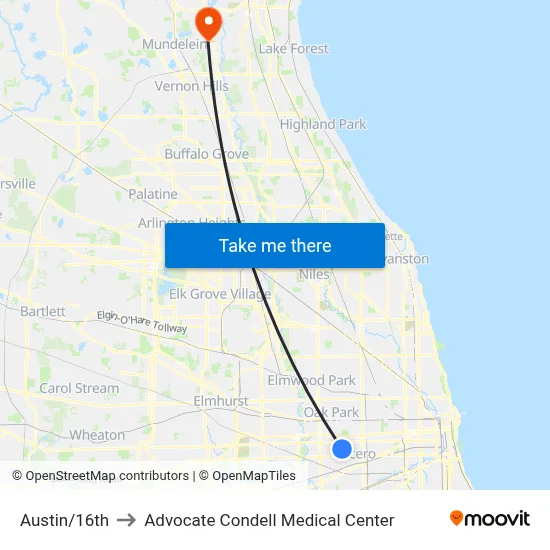 Austin/16th to Advocate Condell Medical Center map