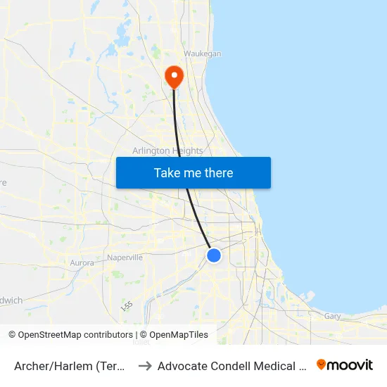 Archer/Harlem (Terminal) to Advocate Condell Medical Center map