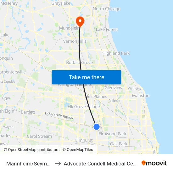 Mannheim/Seymour to Advocate Condell Medical Center map