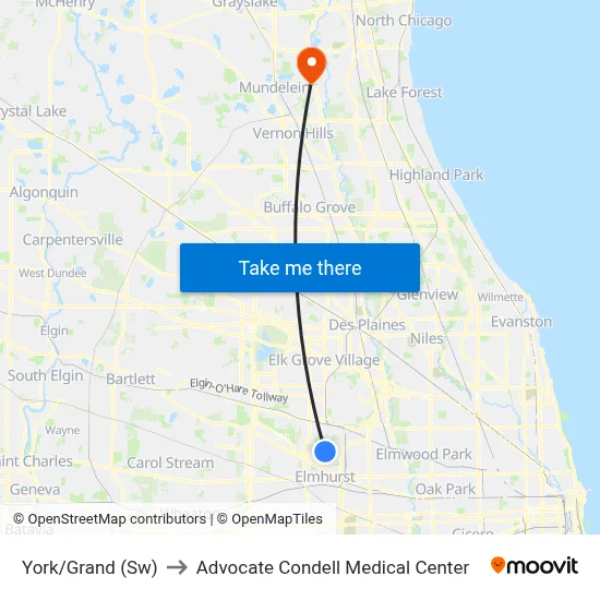 York/Grand (Sw) to Advocate Condell Medical Center map