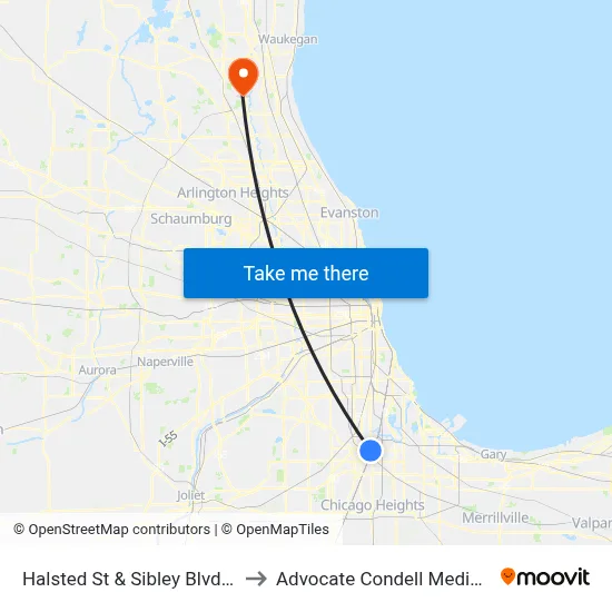 Halsted St & Sibley Blvd/147th St to Advocate Condell Medical Center map