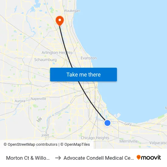 Morton Ct & Willow Ct to Advocate Condell Medical Center map