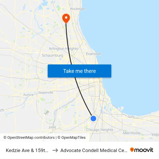 Kedzie Ave & 159th St to Advocate Condell Medical Center map