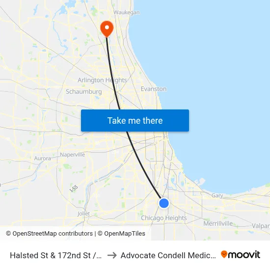 Halsted St & 172nd St / 171st St to Advocate Condell Medical Center map