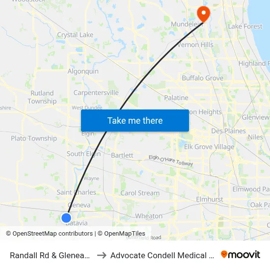 Randall Rd & Gleneagle Dr to Advocate Condell Medical Center map