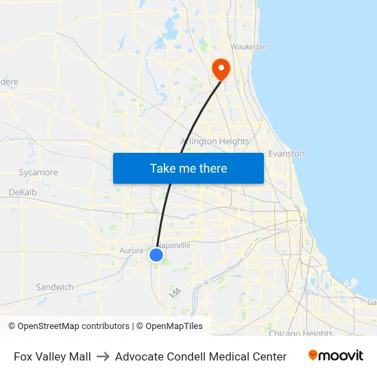 Fox Valley Mall to Advocate Condell Medical Center map