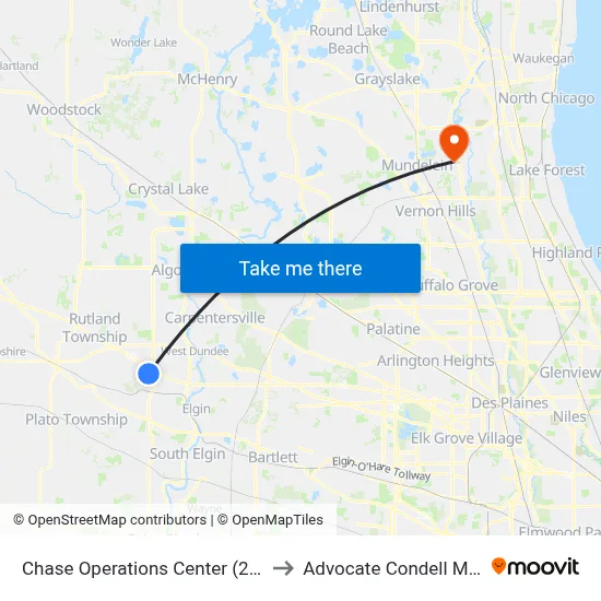 Chase Operations Center (2500 Westfield Dr) to Advocate Condell Medical Center map