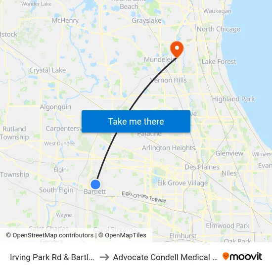 Irving Park Rd & Bartlett Rd to Advocate Condell Medical Center map