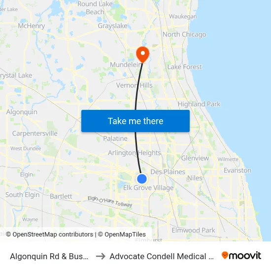 Algonquin Rd & Busse Rd to Advocate Condell Medical Center map
