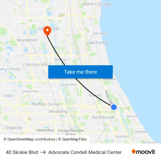 40 Skokie Blvd to Advocate Condell Medical Center map