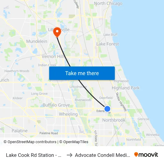 Lake Cook Rd Station - Bus Stop A to Advocate Condell Medical Center map