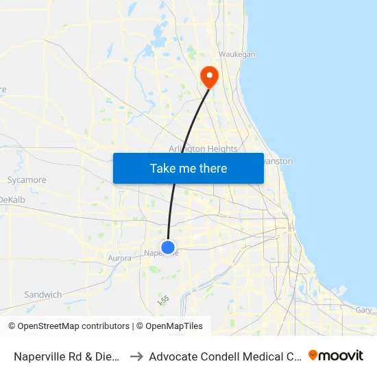 Naperville Rd & Diehl Rd to Advocate Condell Medical Center map