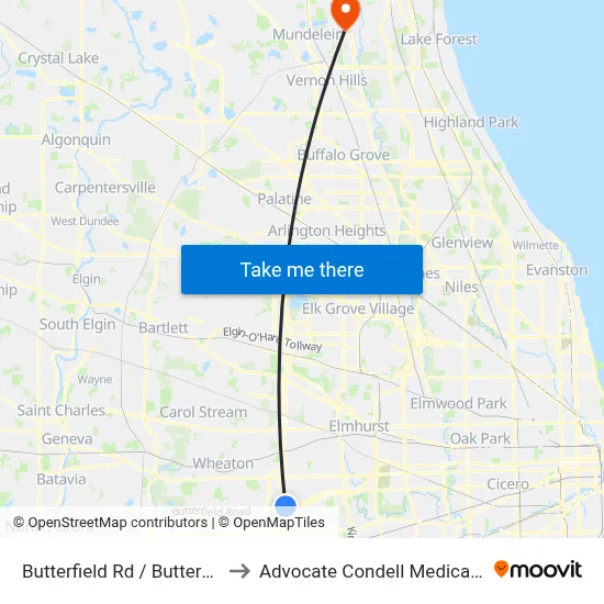 Butterfield Rd / Butterfield Rd to Advocate Condell Medical Center map