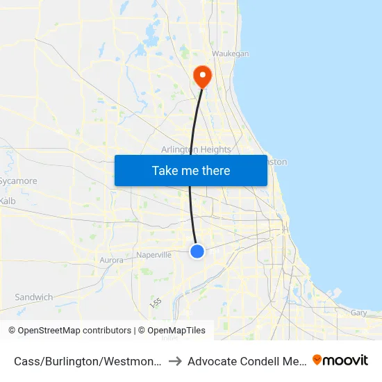 Cass/Burlington/Westmont Metra Station to Advocate Condell Medical Center map