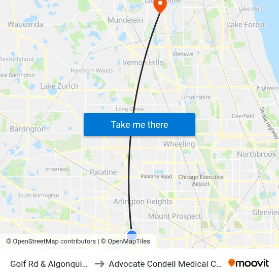 Golf Rd & Algonquin Rd to Advocate Condell Medical Center map