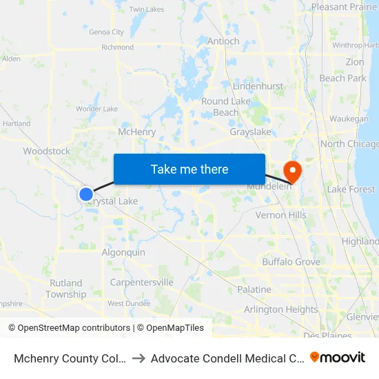 Mchenry County College to Advocate Condell Medical Center map