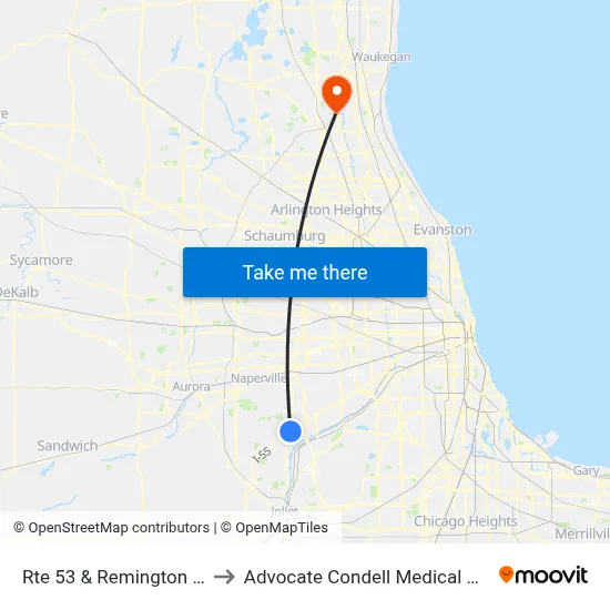 Rte 53 & Remington Blvd to Advocate Condell Medical Center map