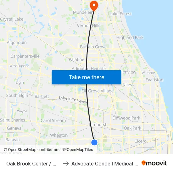 Oak Brook Center / Macy's to Advocate Condell Medical Center map