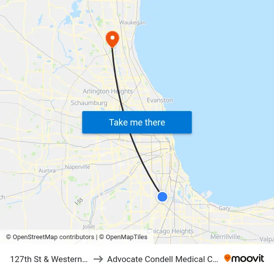 127th St & Western Ave to Advocate Condell Medical Center map
