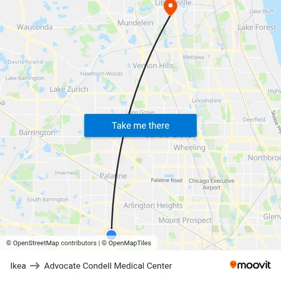 Ikea to Advocate Condell Medical Center map