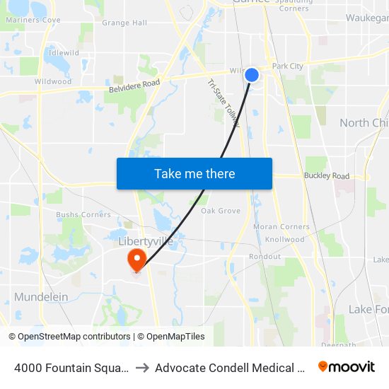 4000 Fountain Square Pl to Advocate Condell Medical Center map