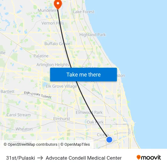 31st/Pulaski to Advocate Condell Medical Center map