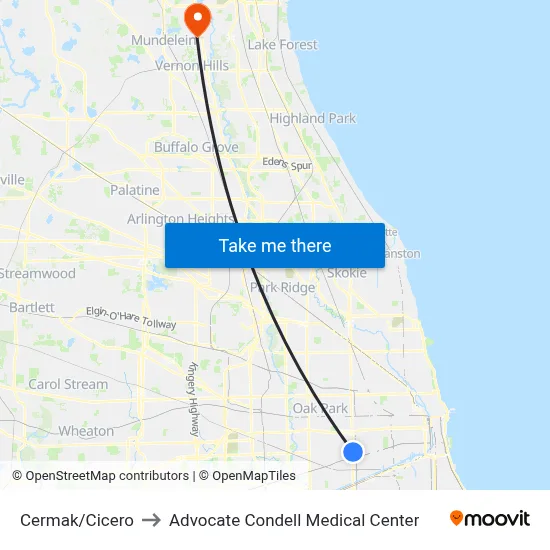 Cermak/Cicero to Advocate Condell Medical Center map