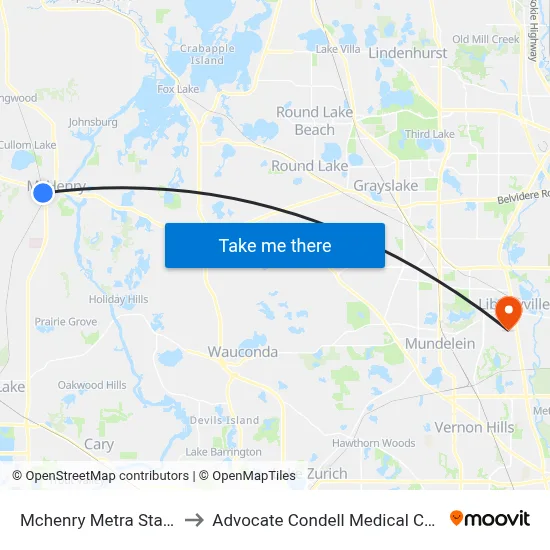 Mchenry Metra Station to Advocate Condell Medical Center map