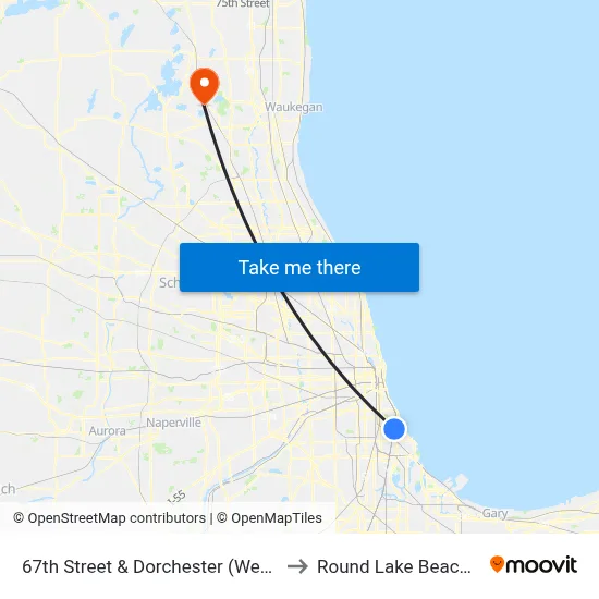 67th Street & Dorchester (West) to Round Lake Beach Il map
