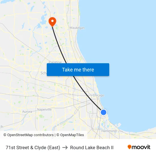 71st Street & Clyde (East) to Round Lake Beach Il map