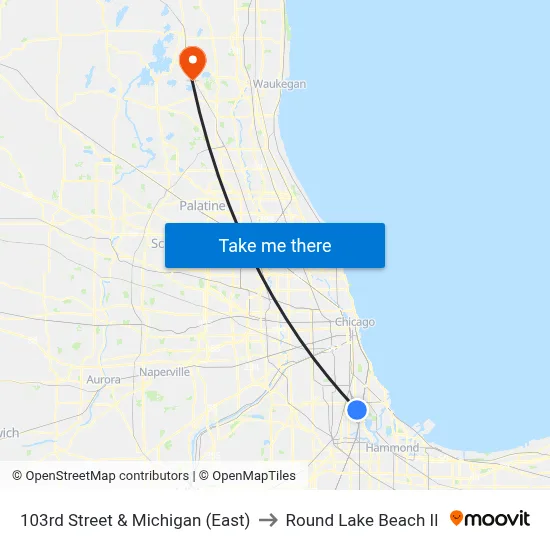 103rd Street & Michigan (East) to Round Lake Beach Il map