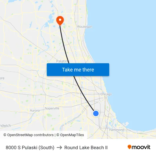 8000 S Pulaski (South) to Round Lake Beach Il map